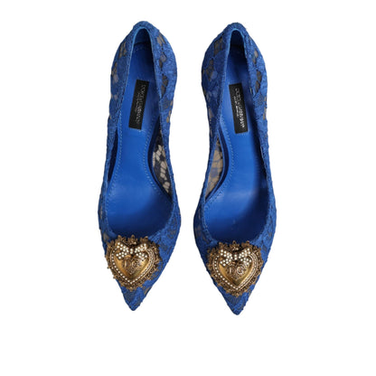 Dolce & Gabbana Blue Taormina Lace DEVOTION Pumps Shoes \