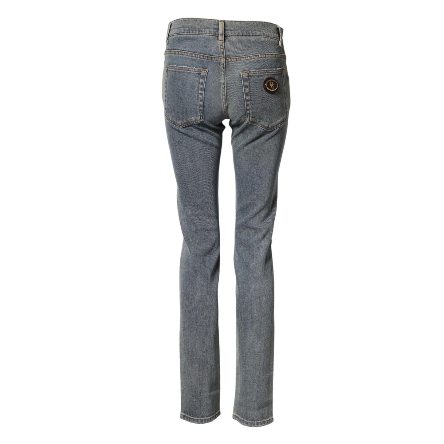 Dolce & Gabbana Blue Two Tone Cotton Men Skinny Denim Jeans