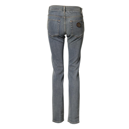 Dolce & Gabbana Blue Two Tone Cotton Men Skinny Denim Jeans