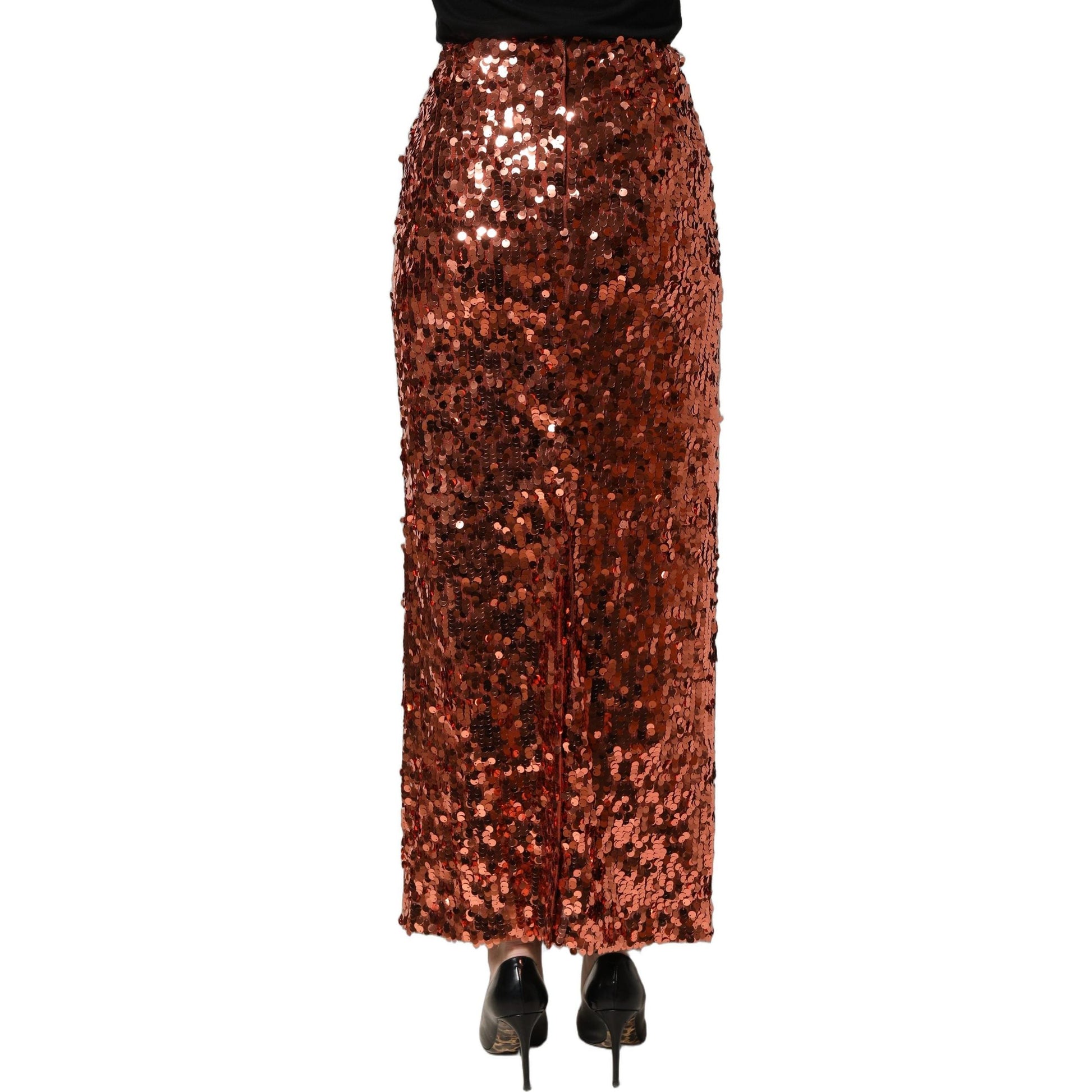Dolce & Gabbana Bronze Sequin HighWaist PencilCut Midi Skirt