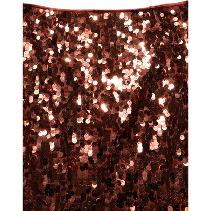 Dolce & Gabbana Bronze Sequin HighWaist PencilCut Midi Skirt