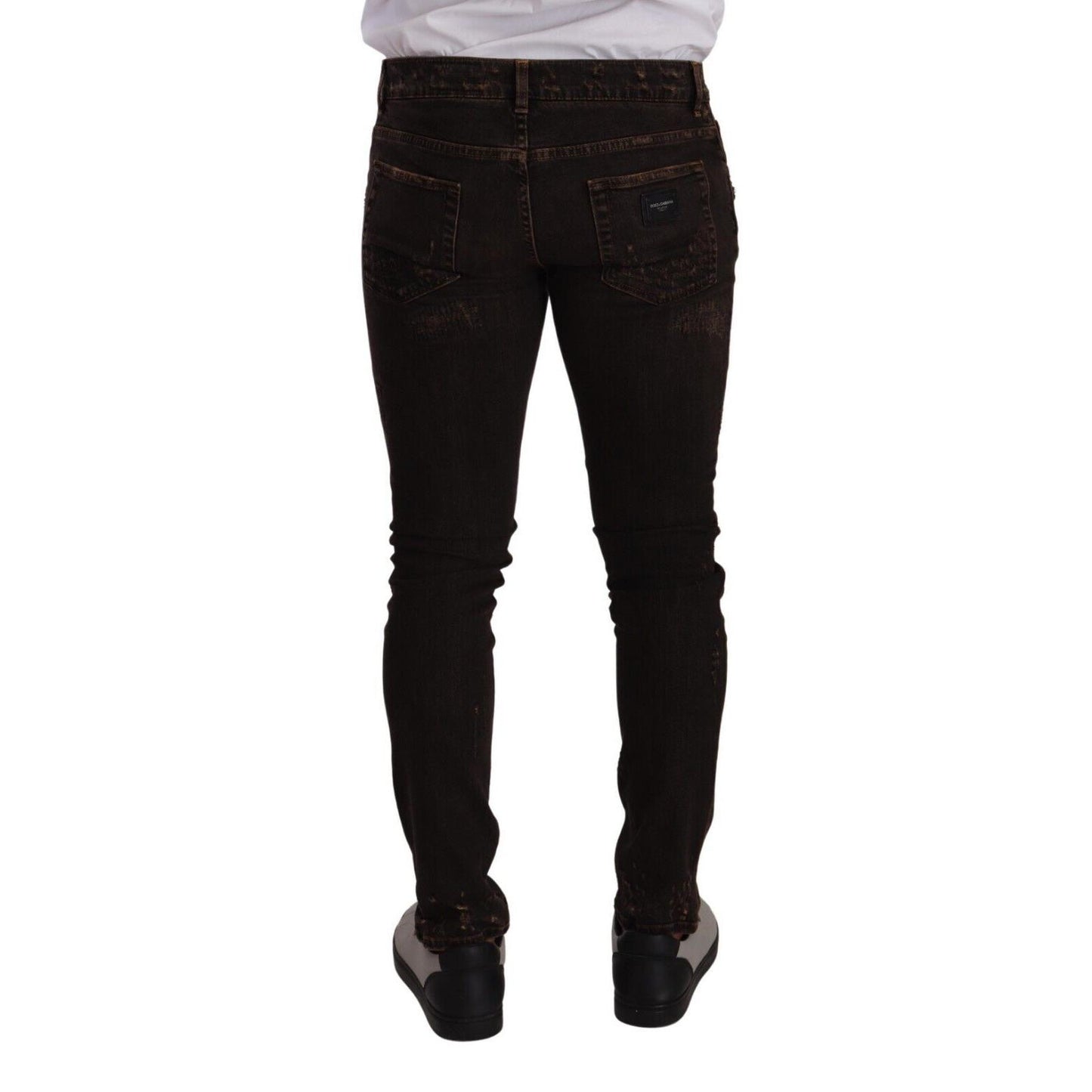 Dolce & Gabbana Brown Distressed Slim Fit Skinny Denim Jeans