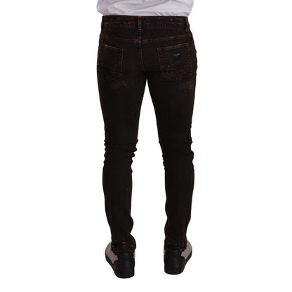 Dolce & Gabbana Brown Distressed Slim Fit Skinny Denim Jeans