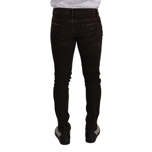Dolce & Gabbana Brown Distressed Slim Fit Skinny Denim Jeans