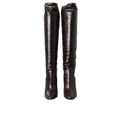 Dolce & Gabbana Brown Exotic Leather Heels High Boots Shoes