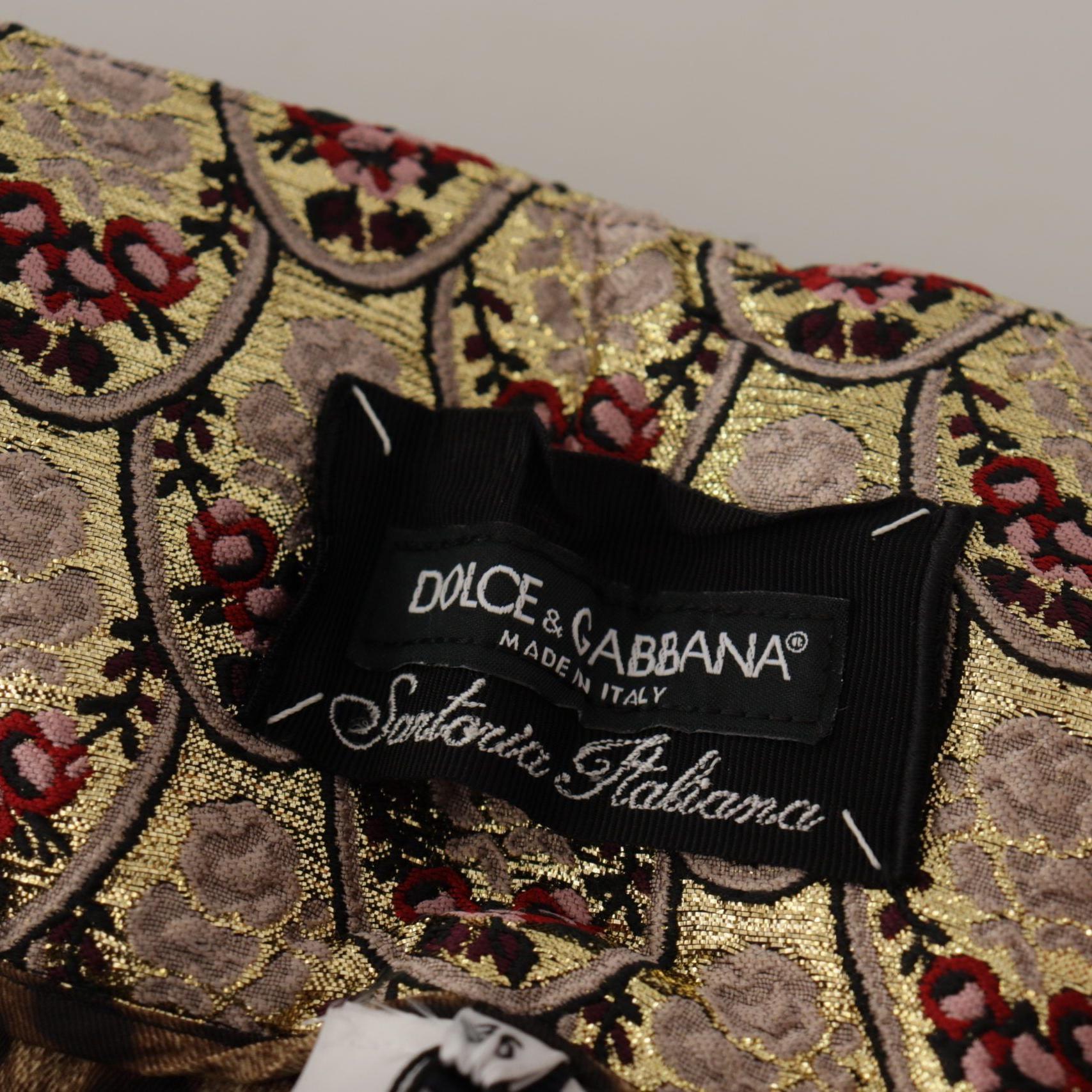 Dolce & Gabbana Brown Leopard Gold Jacquard High Waist Pants