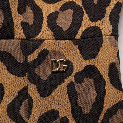 Dolce & Gabbana Brown Leopard Jacquard Knee Length Dress