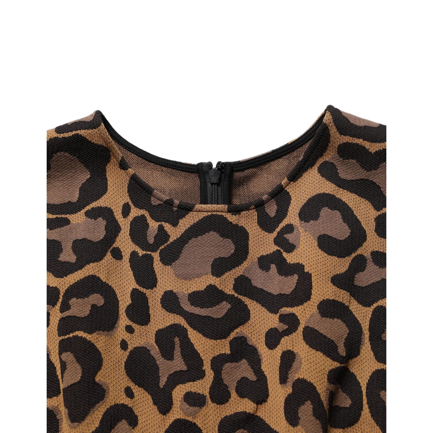 Dolce & Gabbana Brown Leopard Jacquard Knee Length Dress