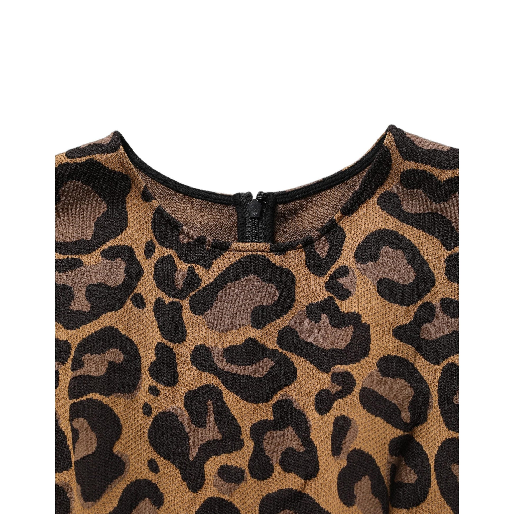 Dolce & Gabbana Brown Leopard Jacquard Knee Length Dress