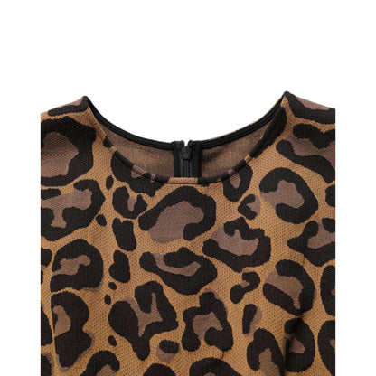 Dolce & Gabbana Brown Leopard Jacquard Knee Length Dress