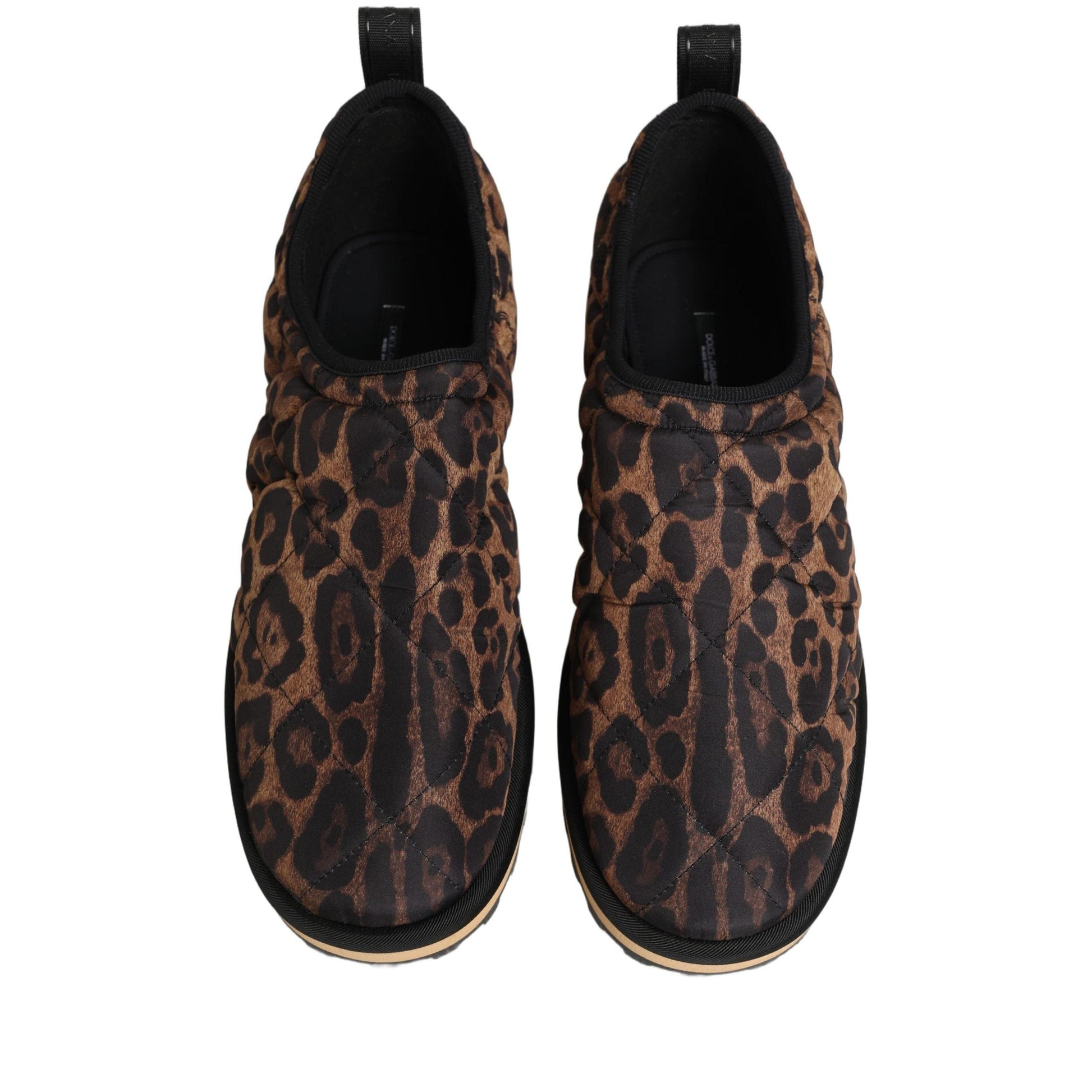 Dolce & Gabbana Brown Leopard Print Quilted Men Sneakers Shoes