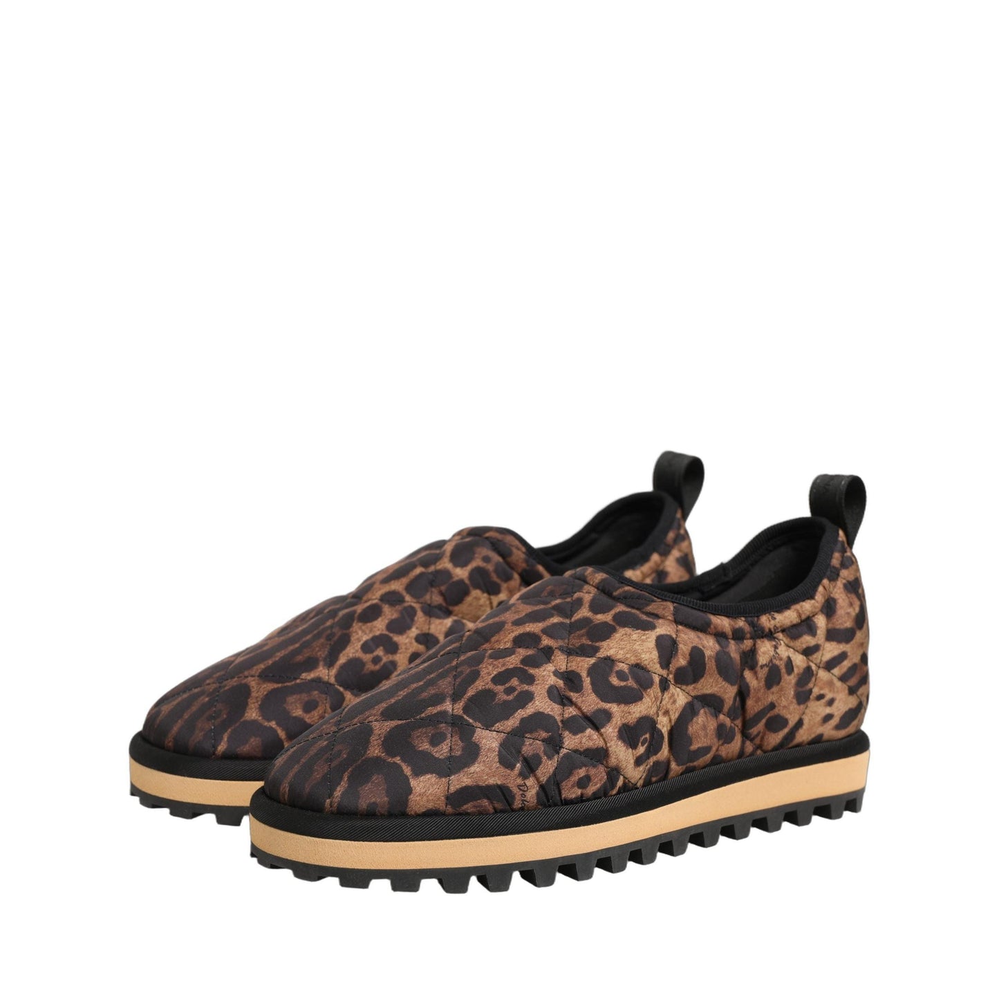Dolce & Gabbana Brown Leopard Print Quilted Men Sneakers Shoes