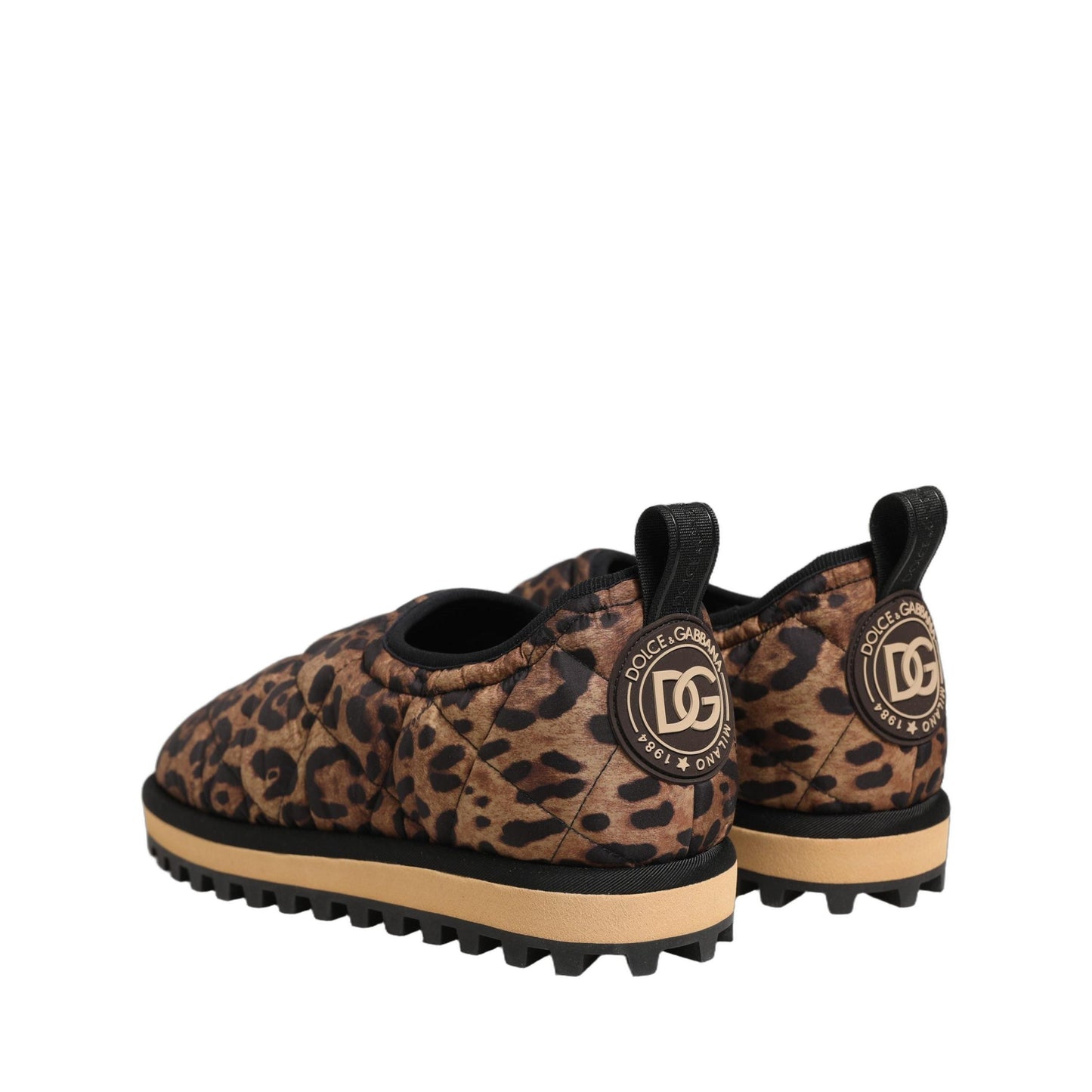Dolce & Gabbana Brown Leopard Print Quilted Men Sneakers Shoes