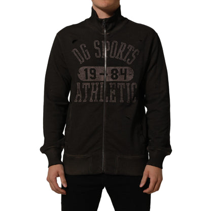 Dolce & Gabbana Brown Logo Print Full Zip Sweatshirt Sweater