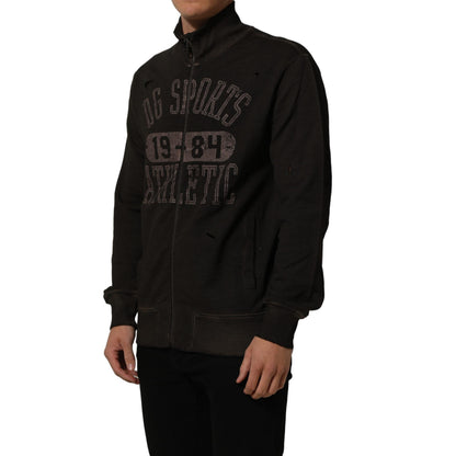 Dolce & Gabbana Brown Logo Print Full Zip Sweatshirt Sweater