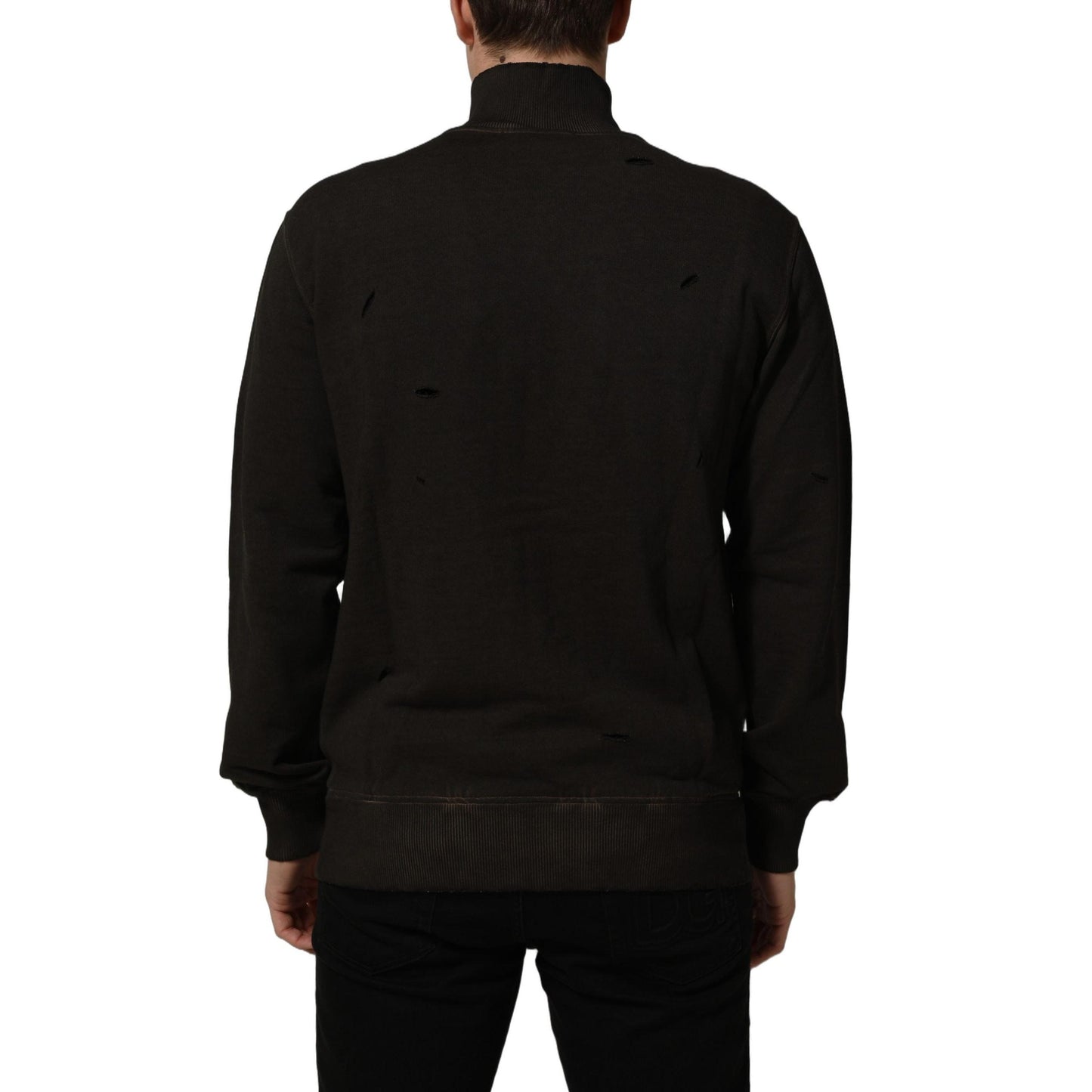 Dolce & Gabbana Brown Logo Print Full Zip Sweatshirt Sweater