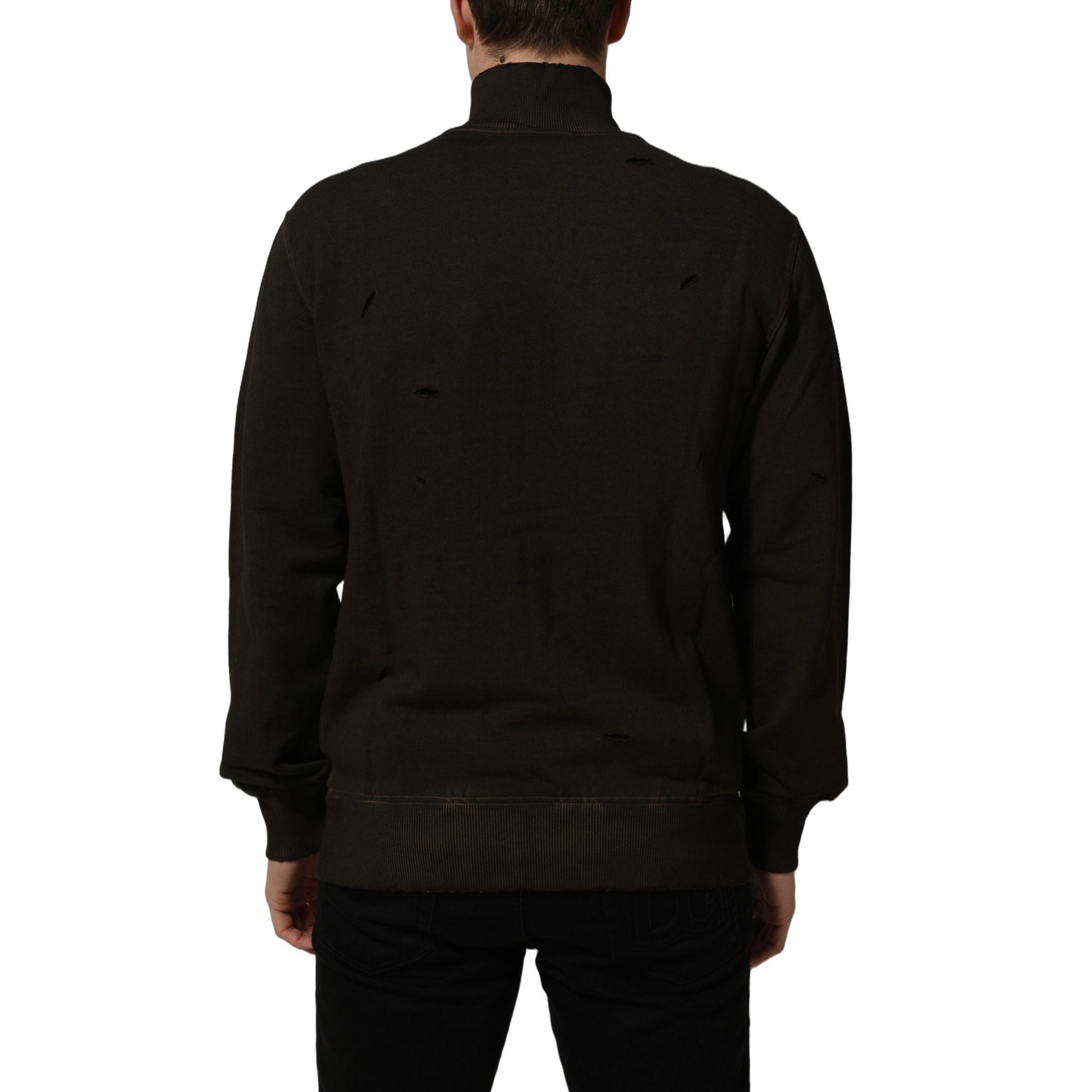 Dolce & Gabbana Brown Logo Print Full Zip Sweatshirt Sweater