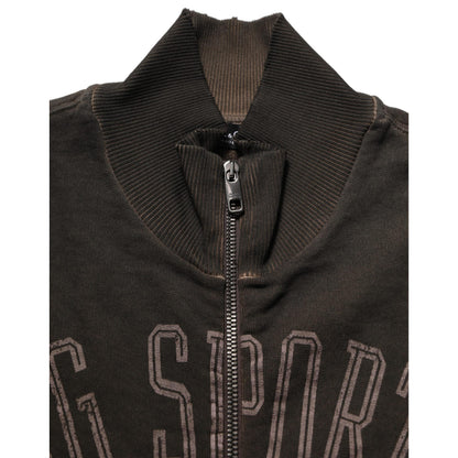 Dolce & Gabbana Brown Logo Print Full Zip Sweatshirt Sweater