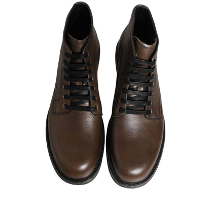 Dolce & Gabbana Brown Perugino Leather Men Ankle Boots Shoes