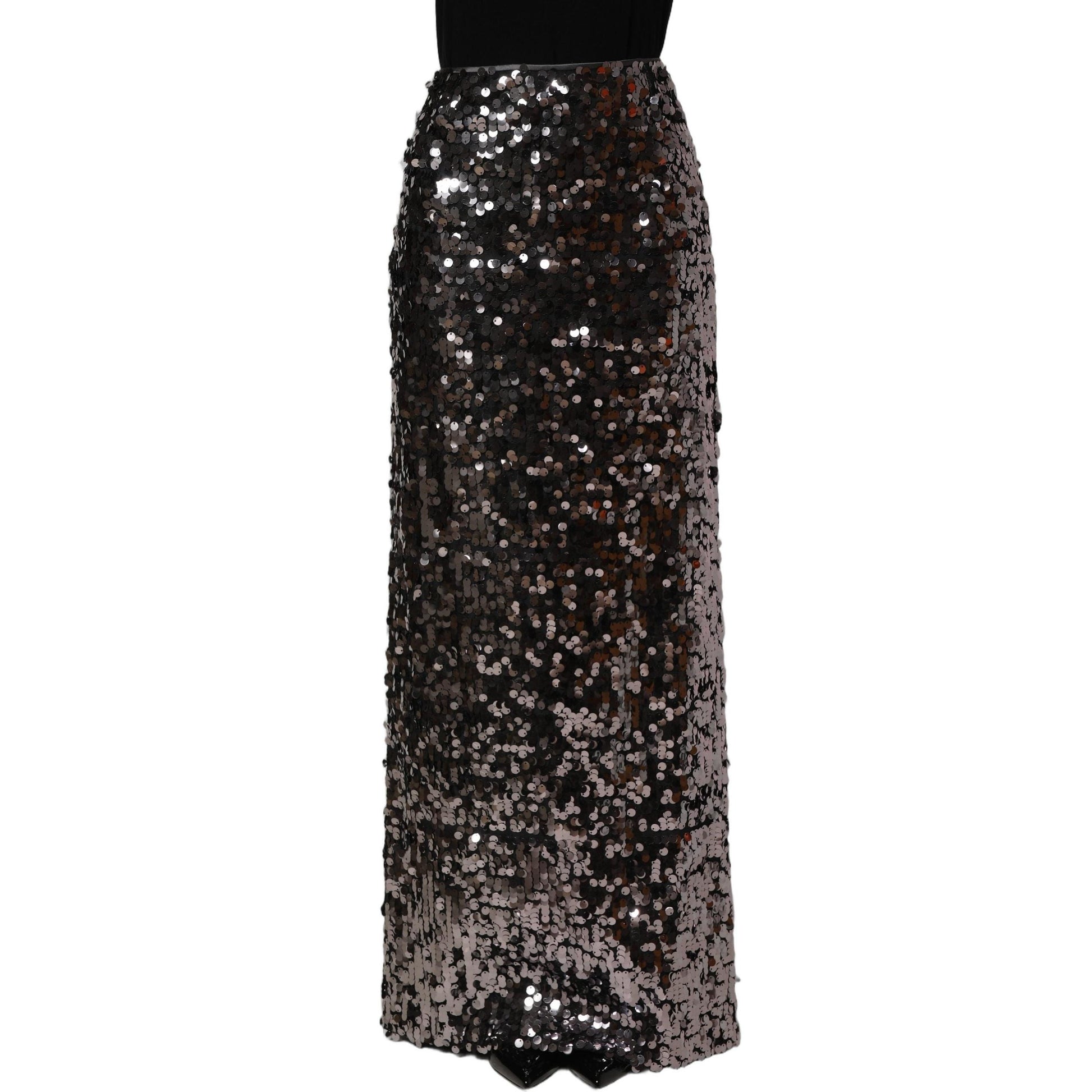 Dolce & Gabbana Brown Sequinned Embellished Pencil Cut Skirt