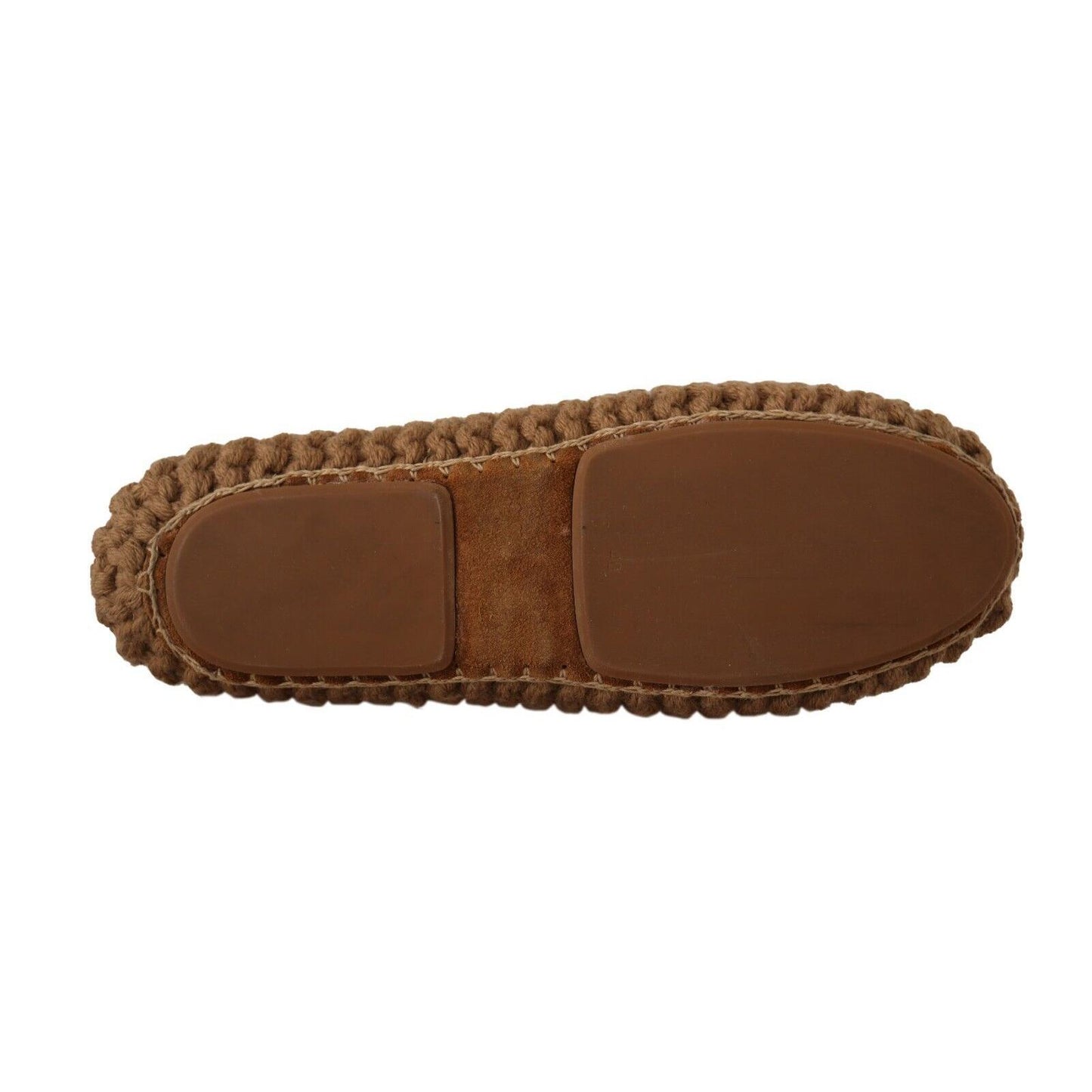 Dolce & Gabbana Brown Slip On Ballerina Flats Wool Knit Shoes