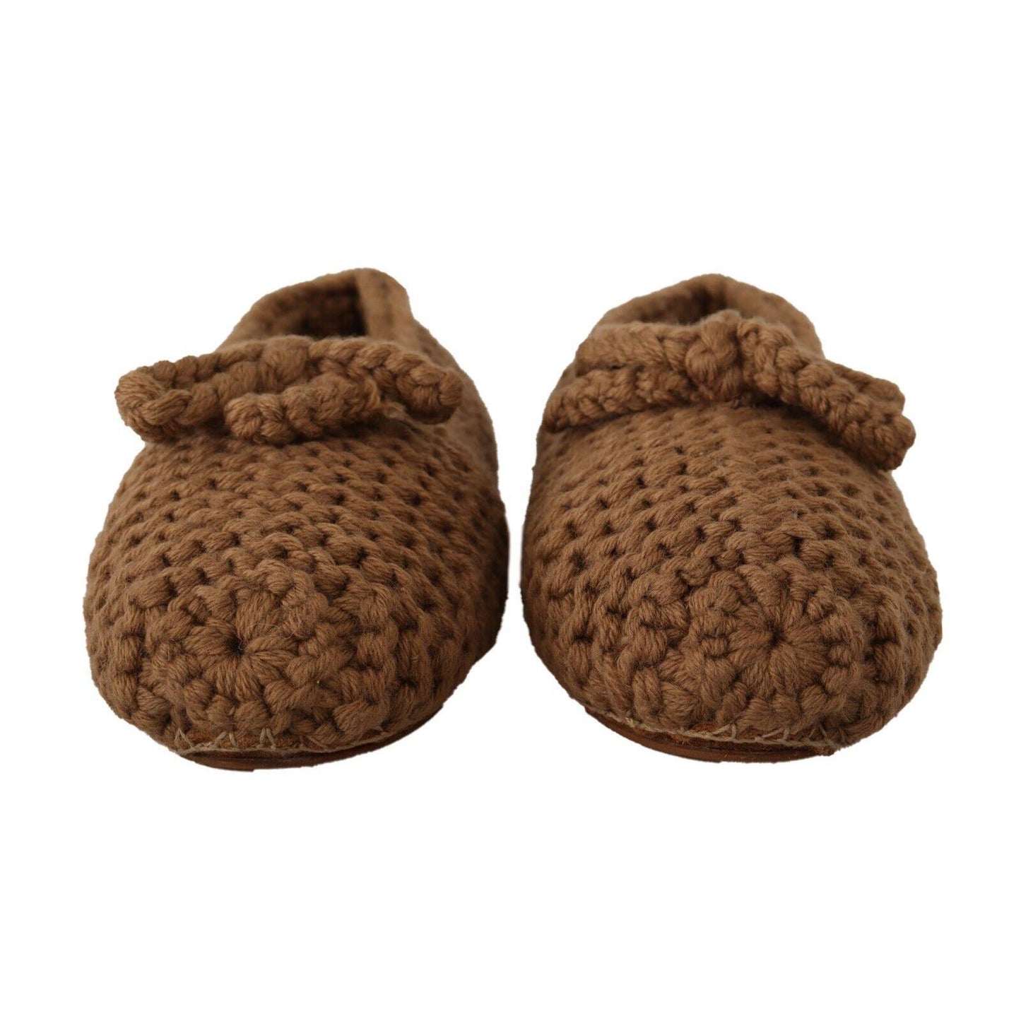 Dolce & Gabbana Brown Slip On Ballerina Flats Wool Knit Shoes