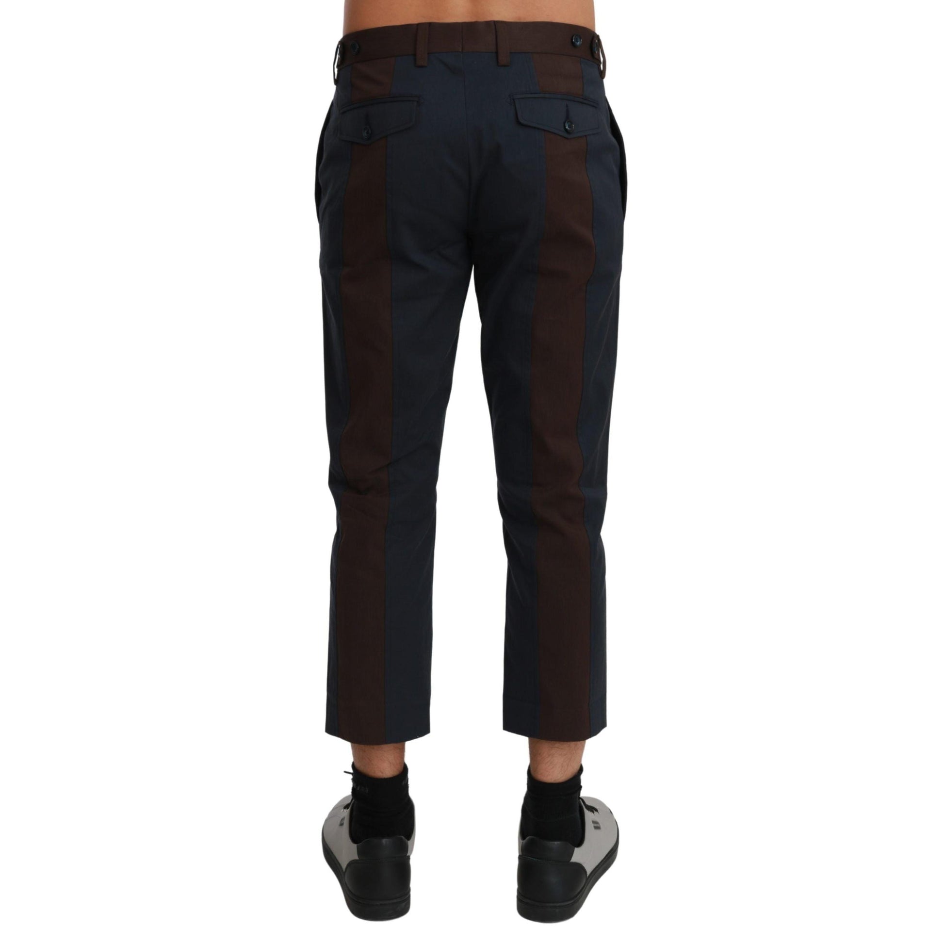 Dolce & Gabbana Brown Stripes Cropped Trousers Pants