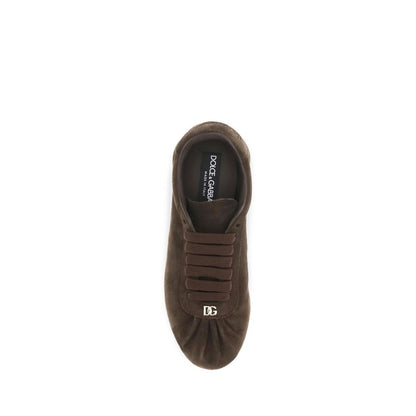 Dolce & Gabbana Brown Suede Leather Low Top Sneakers