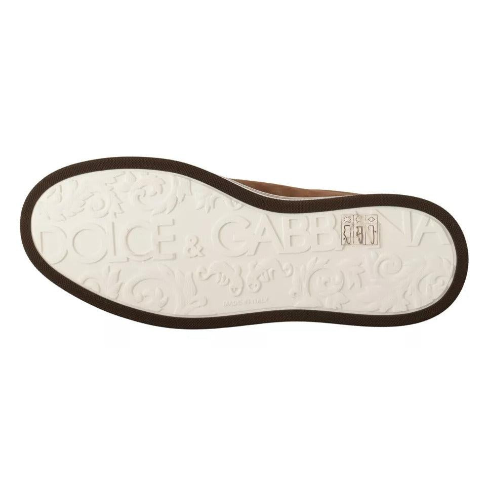 Dolce & Gabbana Brown Suede Logo Low Top Sneakers Men Shoes