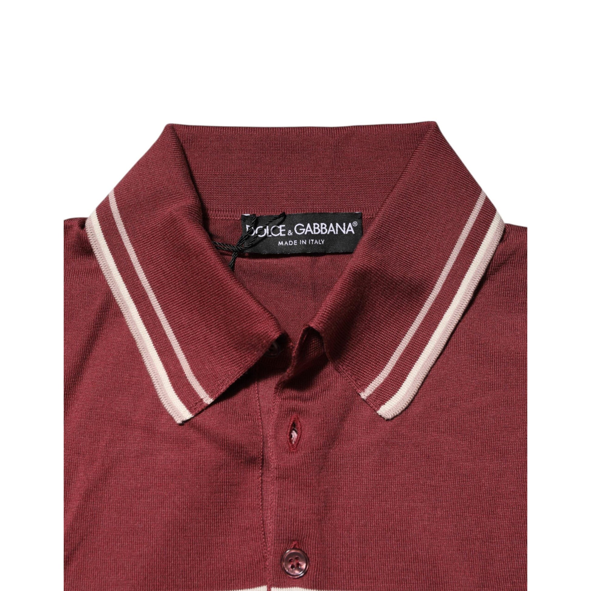 Dolce & Gabbana Cotton Burgundy Striped DG Logo Polo T-shirt