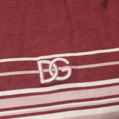 Dolce & Gabbana Cotton Burgundy Striped DG Logo Polo T-shirt