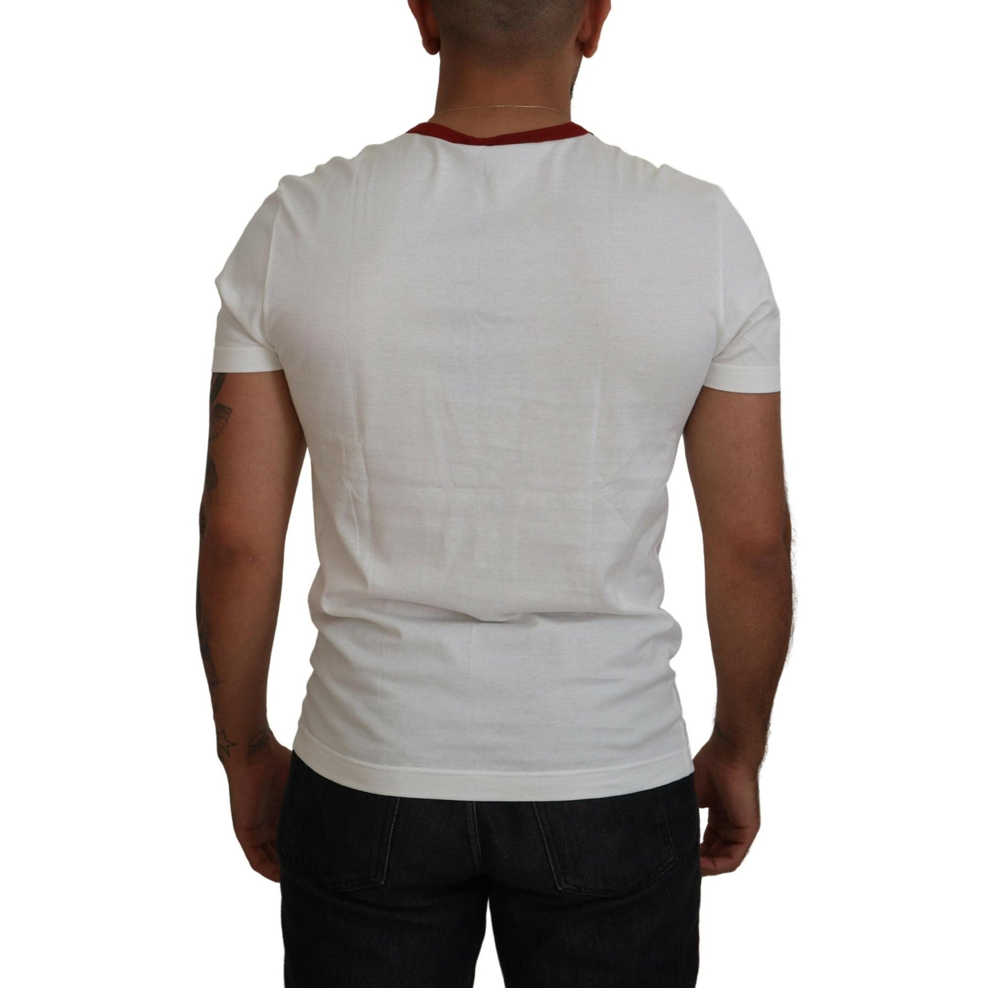 Dolce & Gabbana Cotton White Logo Print Crewneck T-shirt
