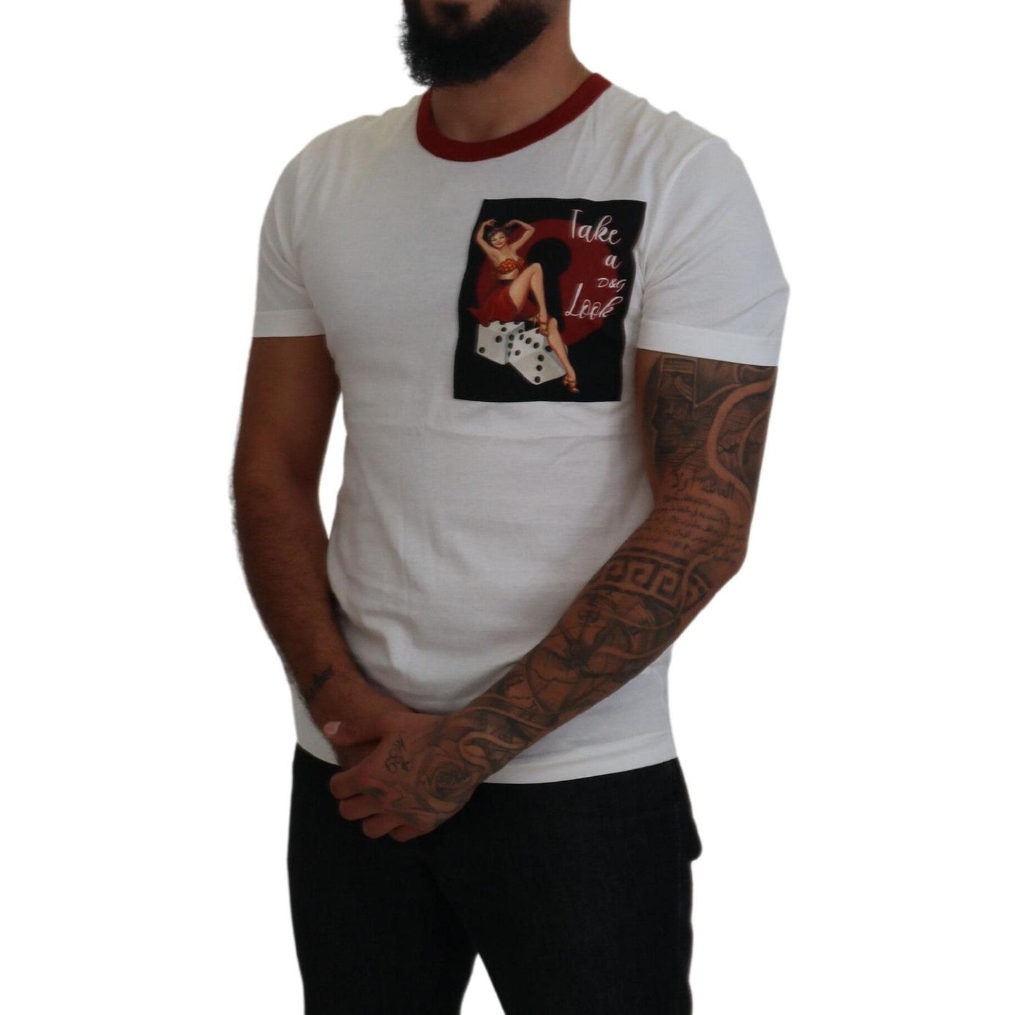 Dolce & Gabbana Cotton White Logo Print Crewneck T-shirt