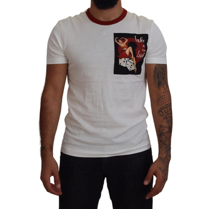 Dolce & Gabbana Cotton White Logo Print Crewneck T-shirt