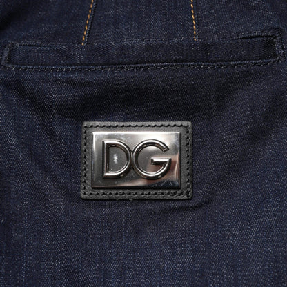 Dolce & Gabbana Dark Blue Cotton A-line Denim Midi Skirt