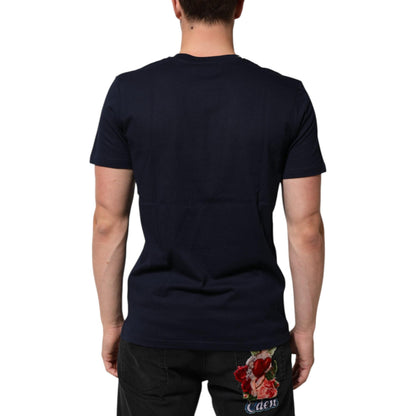 Dolce & Gabbana Dark Blue Cotton DG Logo Print Men’s Top T-shirt
