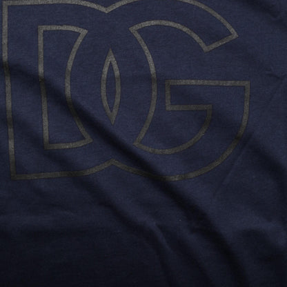 Dolce & Gabbana Dark Blue Cotton DG Logo Print Men’s Top T-shirt