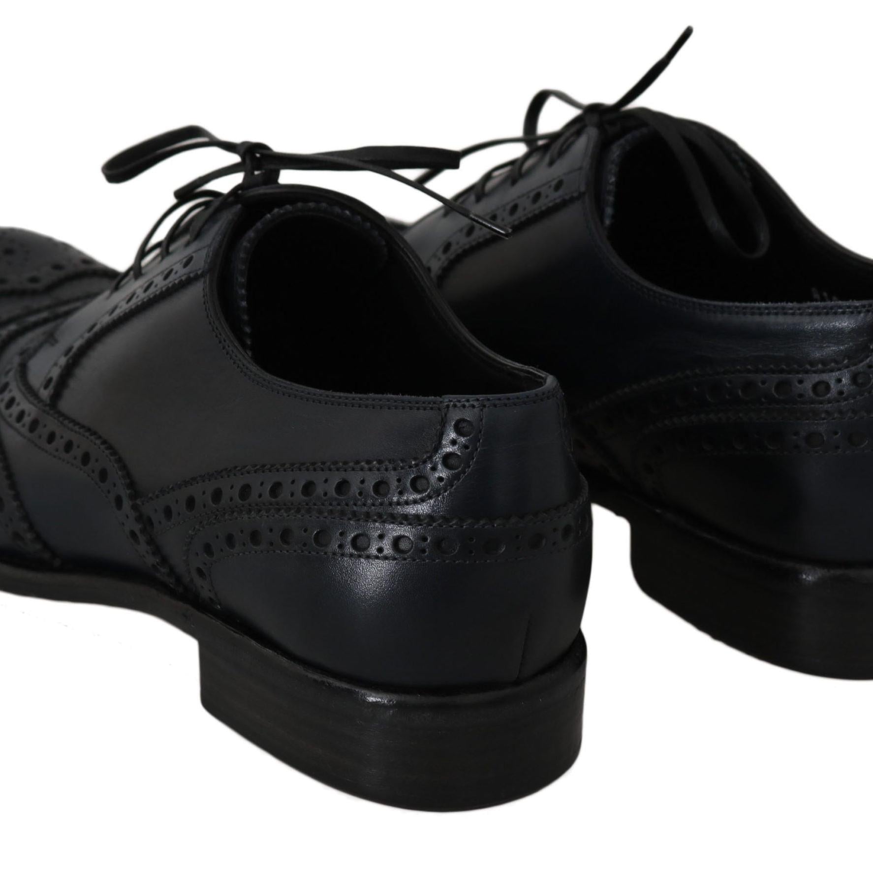 Dolce & Gabbana Dark Blue Leather Wingtip Oxford Dress Shoes