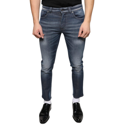 Dolce & Gabbana Dark Blue Washed Cotton Skinny Denim Jeans