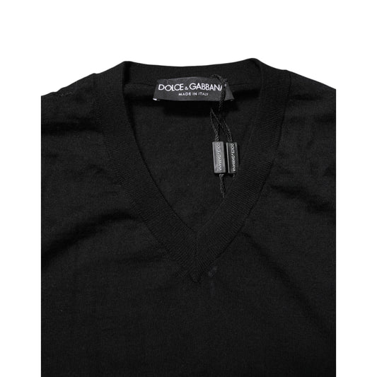 Dolce & Gabbana Dark Gray Embroidered Logo Pullover Sweater