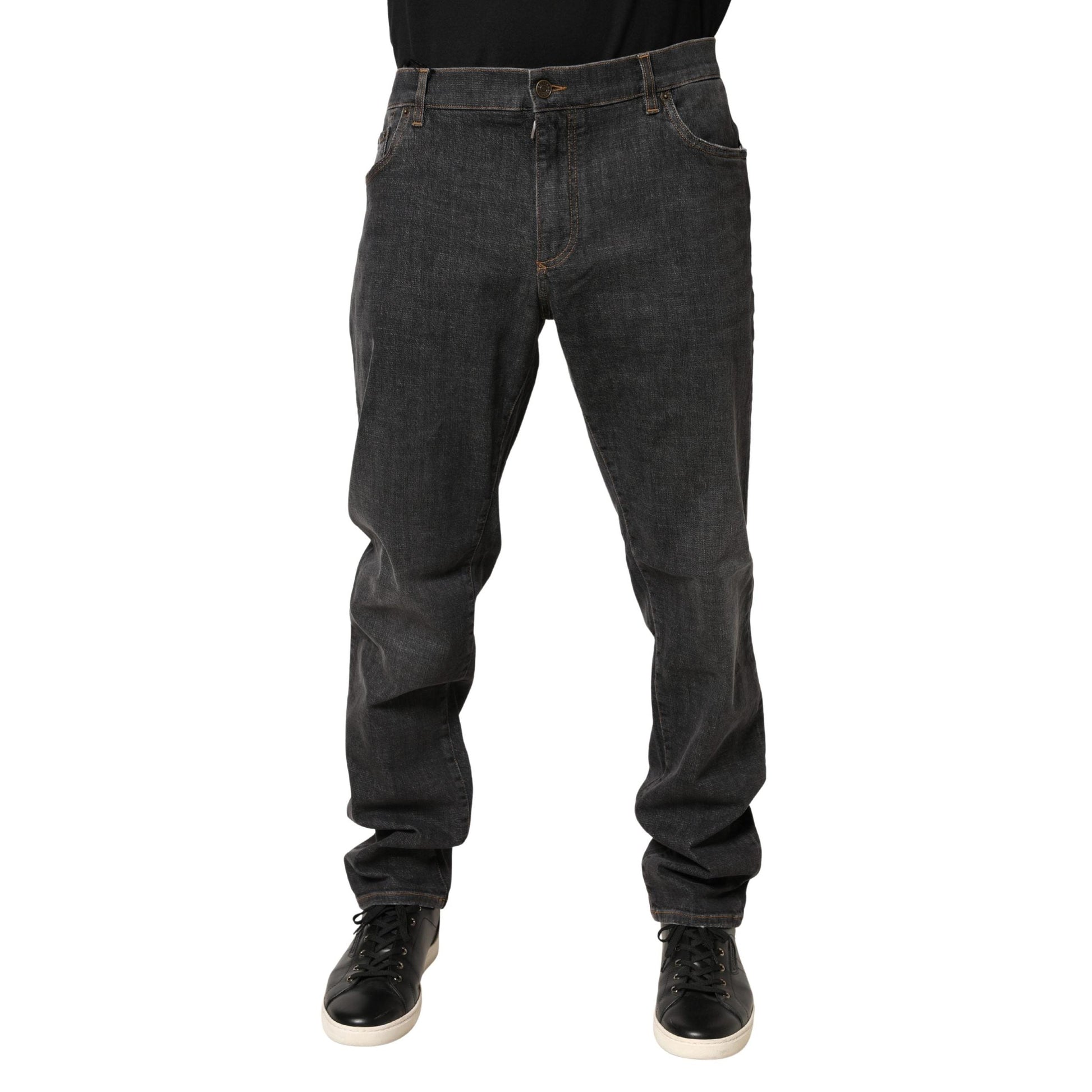 Dolce & Gabbana Dark Gray Slim Fit Cotton Men Denim Jeans