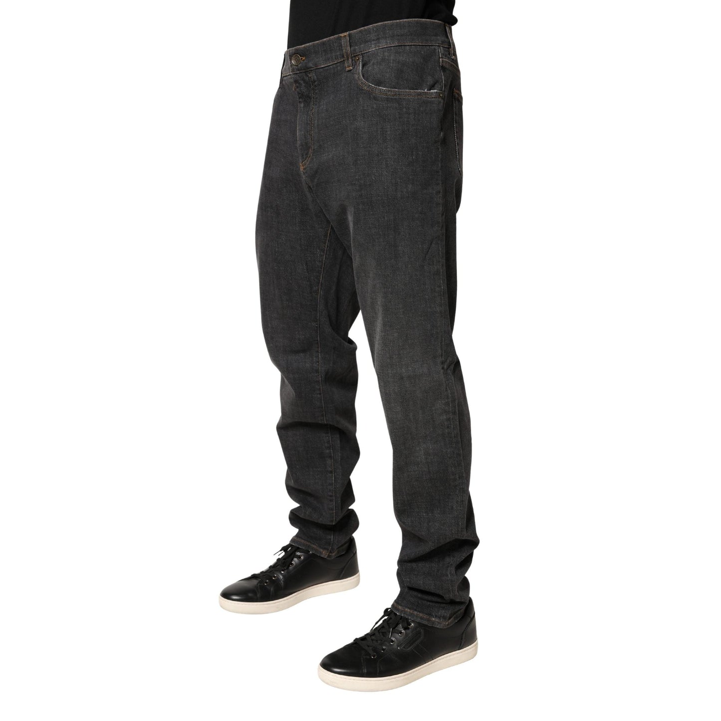 Dolce & Gabbana Dark Gray Slim Fit Cotton Men Denim Jeans