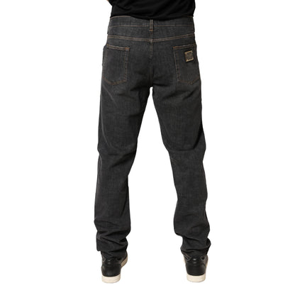 Dolce & Gabbana Dark Gray Slim Fit Cotton Men Denim Jeans