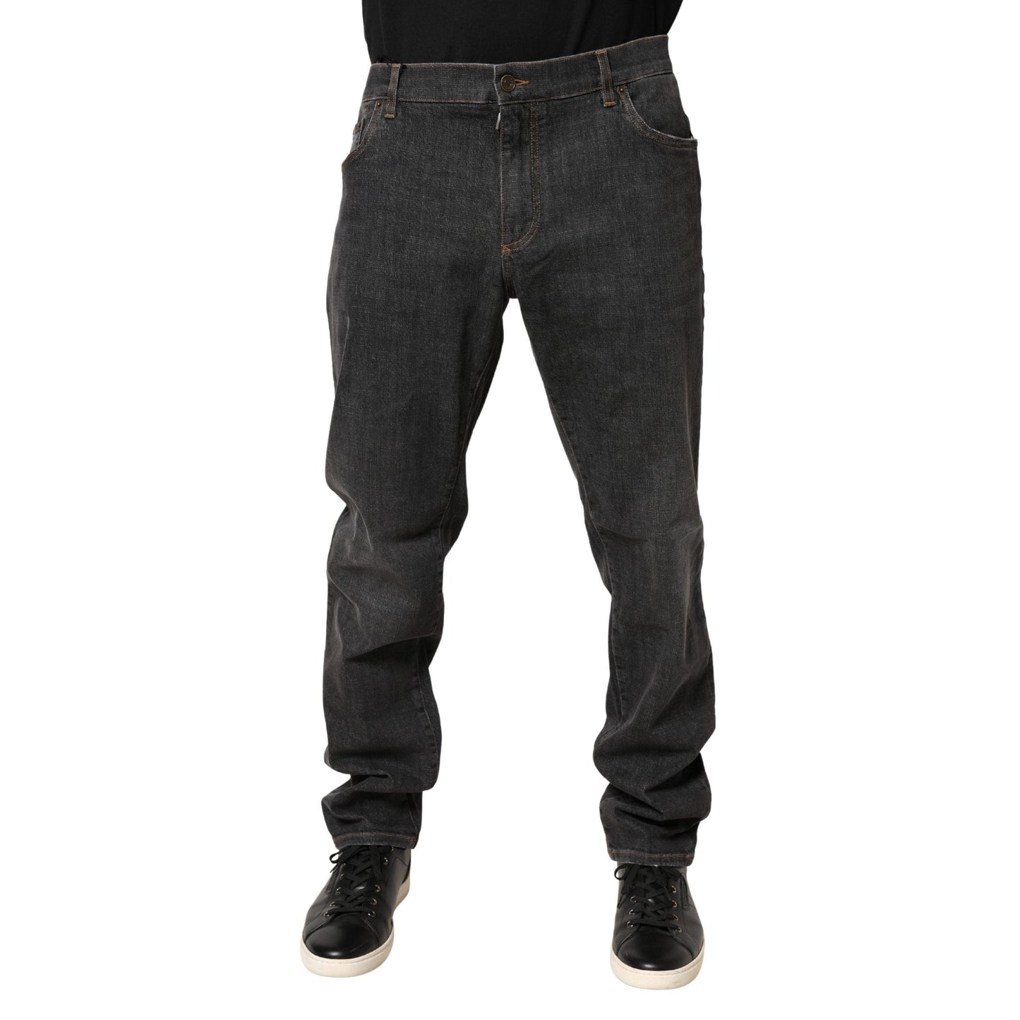 Dolce & Gabbana Dark Gray Slim Fit Cotton Men Denim Jeans