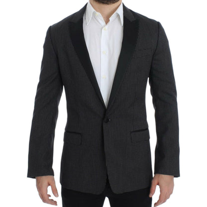 Dolce & Gabbana Dark Gray Wool Silk Slim MARTINI Jacket Blazer