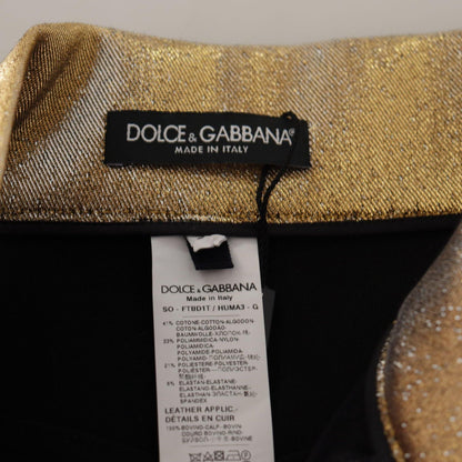 Dolce & Gabbana Gold Cotton Blend Glittered Hot Shorts