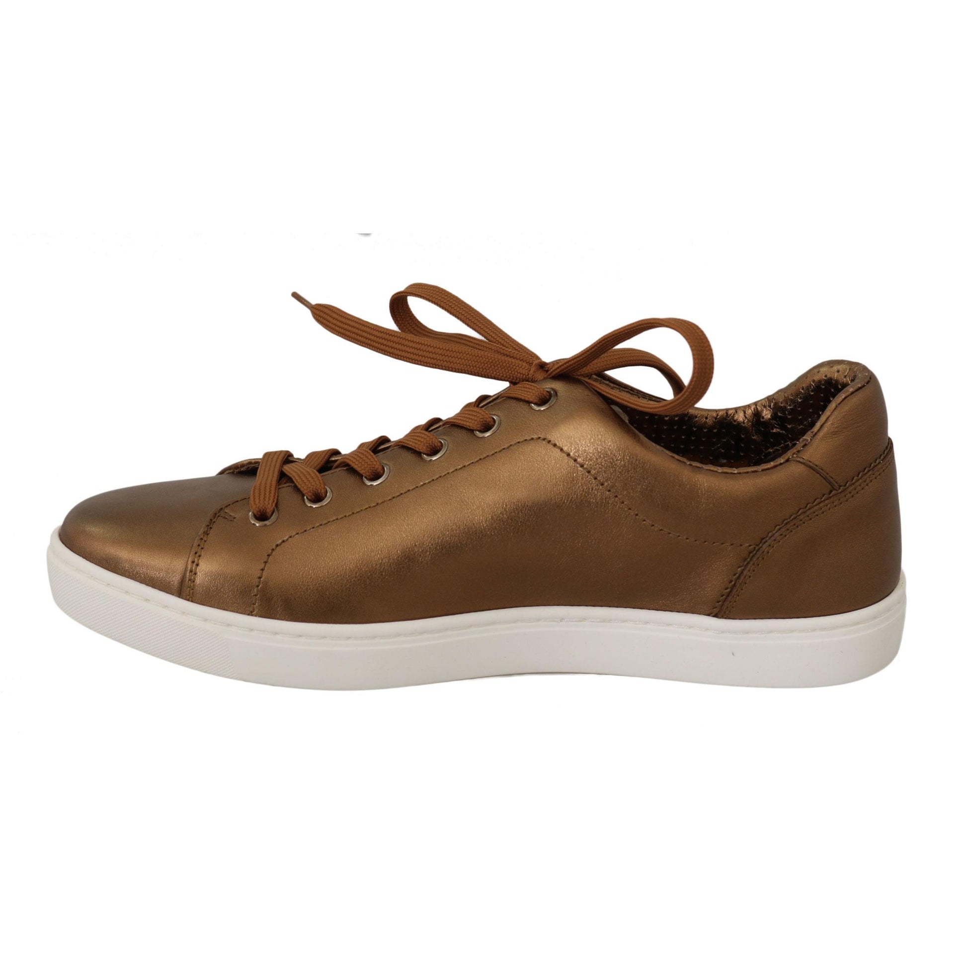 Dolce & Gabbana Gold Leather Mens Casual Sneakers