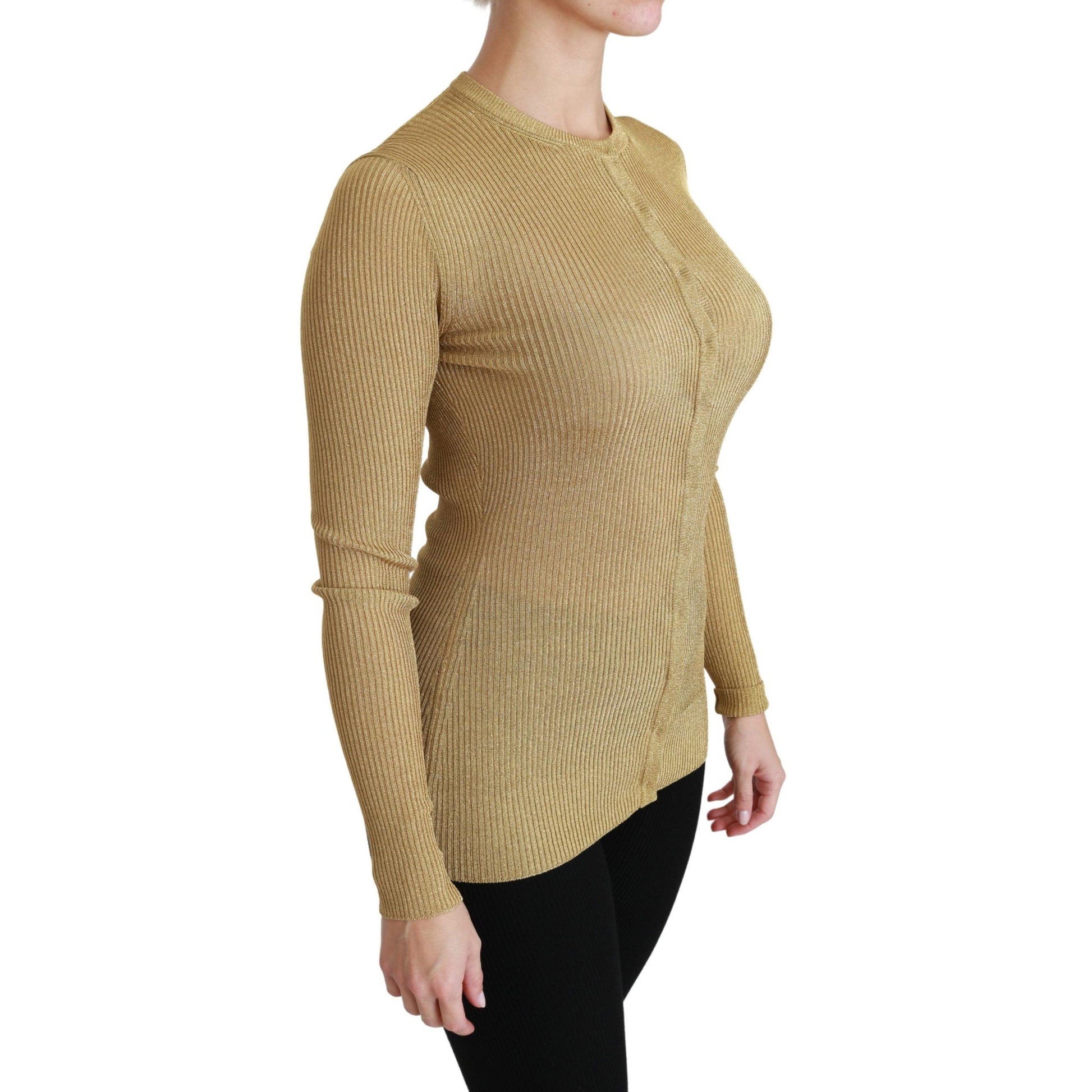 Dolce & Gabbana Gold Long Sleeve Cardigan Viscose Sweater