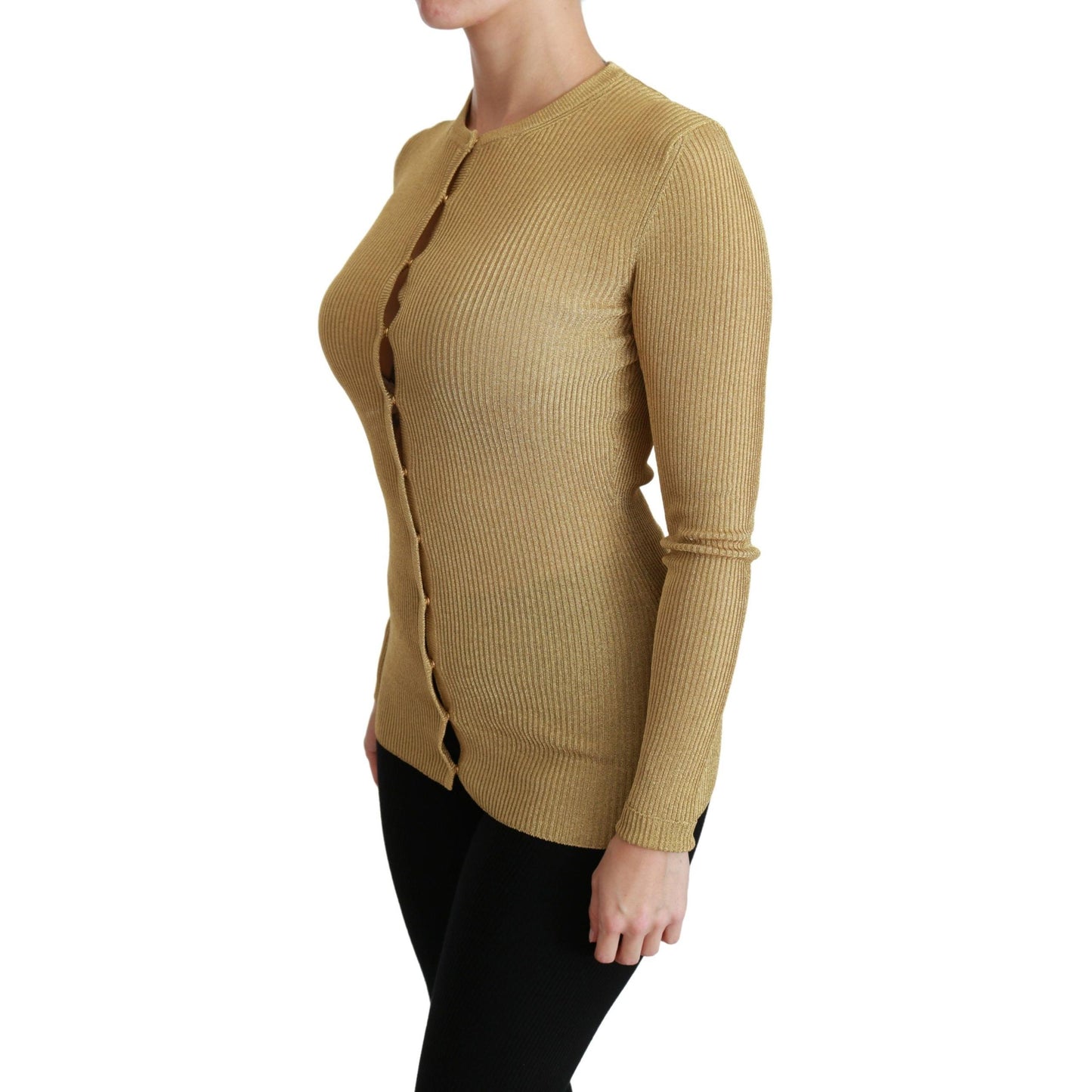 Dolce & Gabbana Gold Long Sleeve Cardigan Viscose Sweater
