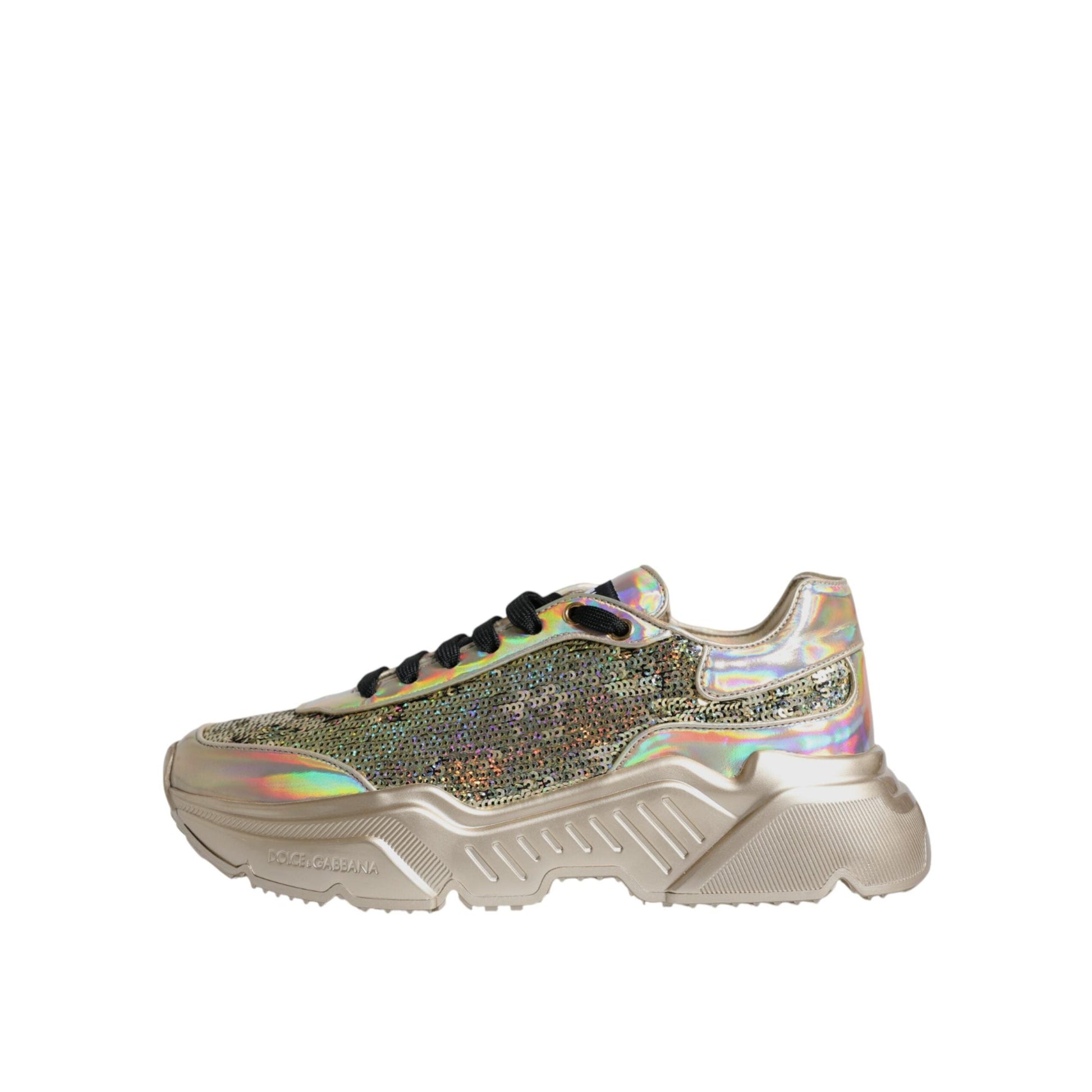 Dolce & Gabbana Gold Sequin Iridiscent Daymaster Sneakers Shoes
